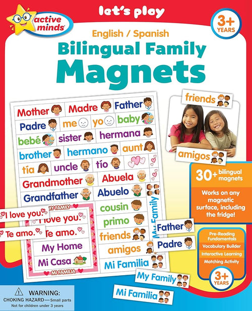 Active Minds Bilingual Family Magnets | Spanish and English Vocabulary Skills (Ages 5 and Up) cover image